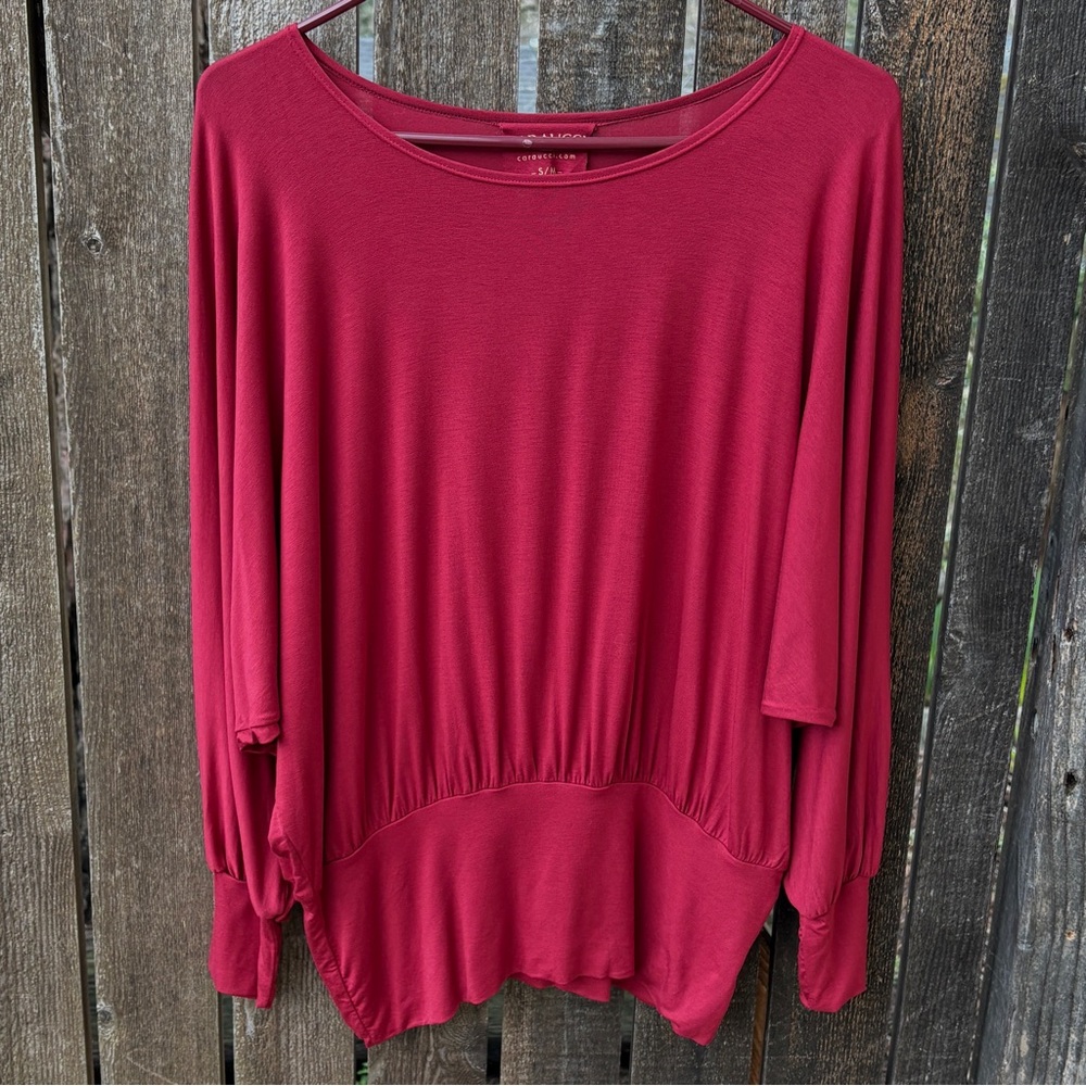 Caraucci Roma Dolman Sleeve Top NWOT In Scarlet Red Sz S/M